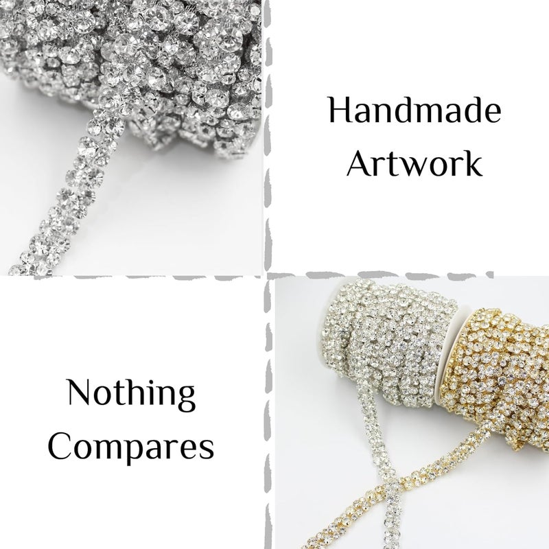 PEARLY JUN 1 Yard Rhinestone Trim Chain Sliver Applique Stringing Ribbon DIY Jewelry Wedding Party Bracelets Craft Bridal Bouquets Embellishment Accessories - Image 4